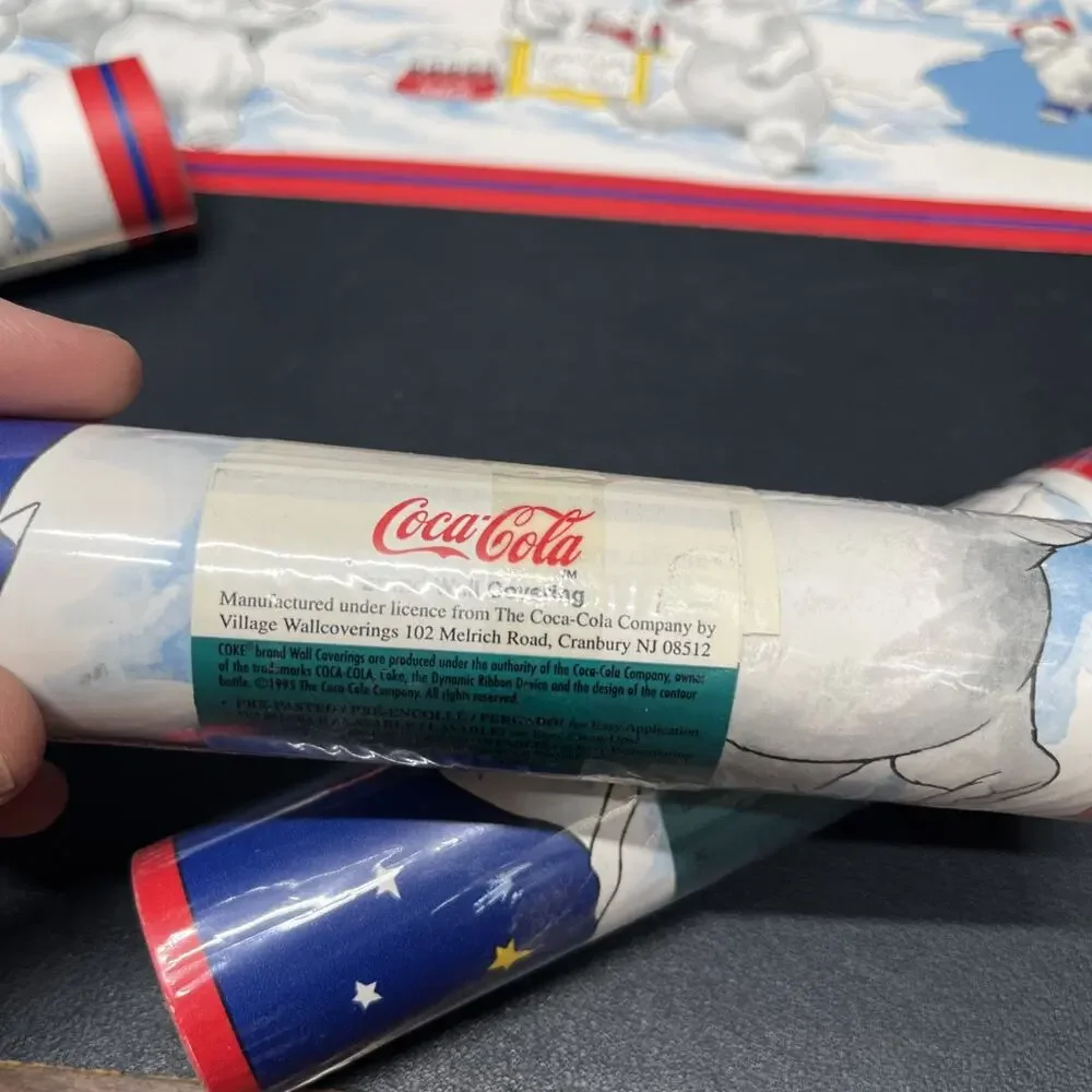 Vintage 1995 Coca Cola Coke Polar Bears Wallpaper Border 581755 4 Rolls 20 Yards
